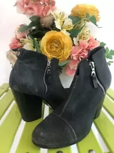 Rag & Bone Black Crackled Leather Margot dk gray 38.5 / 8.5Boots/Booties(bot500 - Picture 1 of 1