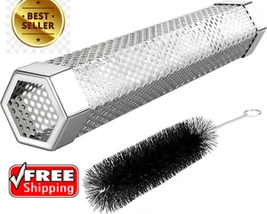 Pellet Smoker Tube, 12'' Smoker Tube with Brush, Premium Stainless Steel BBQ Woo - Picture 1 of 8