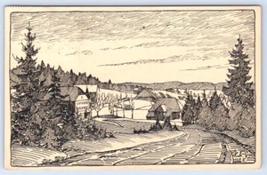 AK Zinken Raben Furtwangen Deutschland Skizze a/s Heinrich Gutjahr - Bild 1 von 2