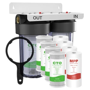 SimPure 10x4.5 Big Blue Whole House Water Filter Housing System 2-Stage Purifier - Picture 1 of 12