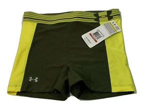 Under Armour HeatGear Compression Shorts Activewear Green Yellow Size XS - Picture 1 of 9