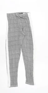 Boo Womens Grey Plaid Polyester Blend Jogger Trousers Size 12 - Elastic Wai - Picture 1 of 10