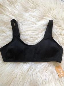 Kona Sol black ribbed bikini top L - Picture 1 of 4