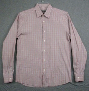 Z Zegna Dress Shirt 41 /16 Men Drop 8 Fit Salmon Plaid Long Sleeve Stretch - Picture 1 of 16