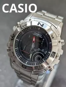 CASIO Hunting Timer AMW-705 Silver watch Men's USED - Picture 1 of 12