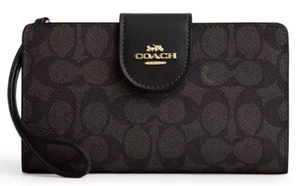 🤎Coach Phone Tech Wallet - CW780 Walnut Black Signature Canvas - NWT Free Ship - Picture 1 of 5