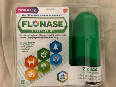 New Flonase Allergy Nasal Spray Twin Pack 2x144 Non Drowsy 24 Hour EXP 10/2026 - Image 1 of 2