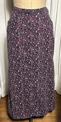 Falda larga recta vintage Bobbie Brooks para mujer de pana con estampado floral talla 12 usada Foto 1 de 4