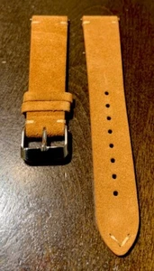 20mm Tan Beige Suede Leather Vintage Style Watch Strap Quick Release - Picture 1 of 4
