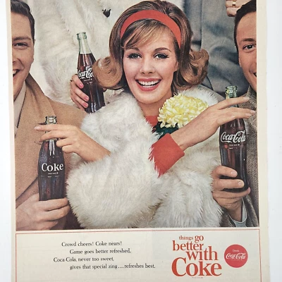 Coca Cola Large Ad Print Vtg 1963 Things Go Better With Coke Fancy Girl 9 x 12  - Image 1 of 4