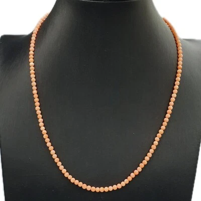 Collanina vintage di corallo rosa chiusura argento 925 Made in Italy - Immagine 1 di 4