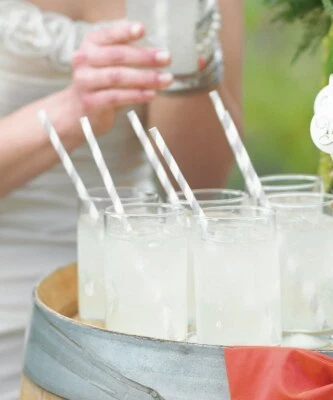 25 Candy Striped Paper Straws Party Supplies - Image 1 of 2