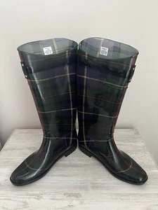 Neu Lauren Ralph Lauren Rossalyn II karierte kniehohe Regenstiefel Größe 10 - Bild 1 von 11