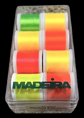 8 MADEIRA  Machine Embroidery Thread   Poly Neon Neon MultiColor   219 Yards x 8 - Image 1 of 4