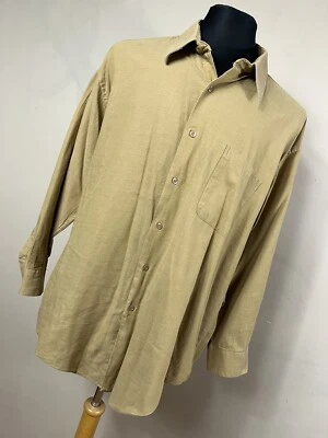 Jhane Barnes 17.5 17 1/2 32/33 XL Tan Beige Button Down Front Long Sleeve W2 - Image 1 of 4