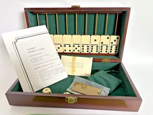 Vintage 1995 Simple Nine Domino Game The Bombay Company Wooden Box Complete - Picture 1 of 5