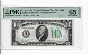 AC $10 1934A Saint Louis PMG 65 EPQ Fr 2006-H - Picture 1 of 2