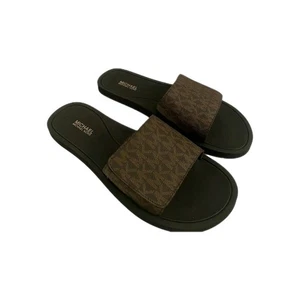 Michael Kors Wade Slide MK Signature Logo Sandalen verstellbarer Verschluss braun Gr. 6 neu - Bild 1 von 6