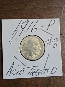 1916 P Buffalo Nickel #8 Acid Treated - Picture 1 of 5