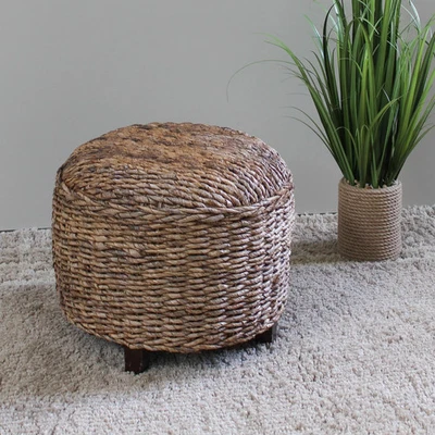 Otomana de ábaca tejida International Caravan Arizona de 18 pulgadas marrón mediana Foto 1 de 2