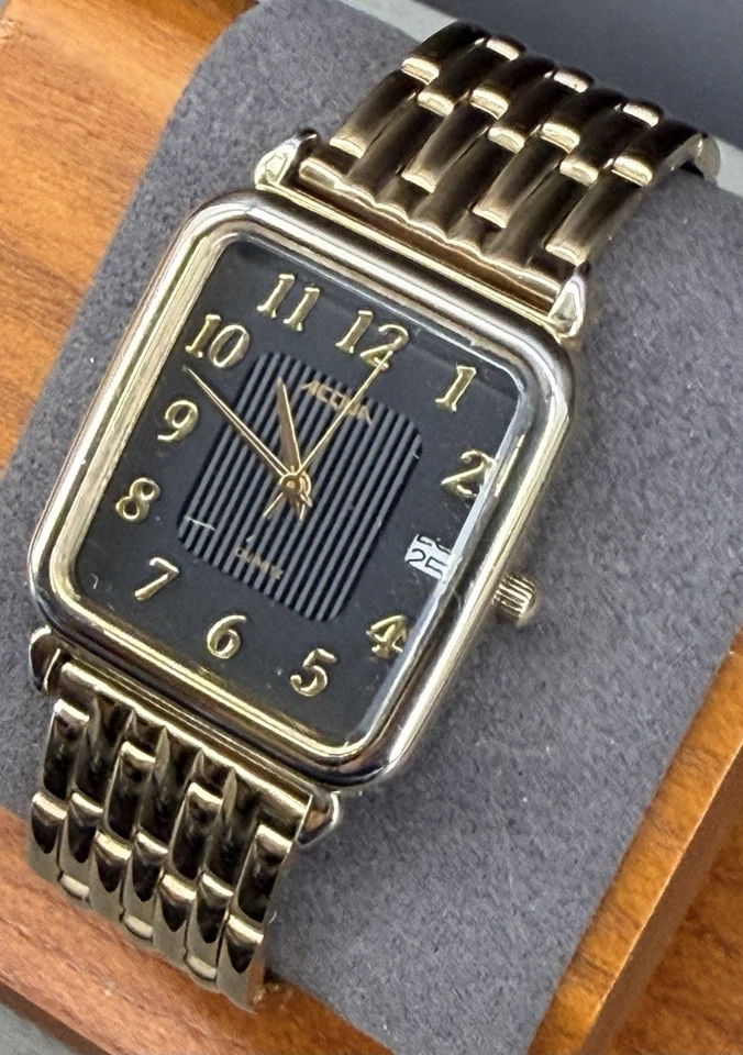 ВИНТАЖНЫЕ мужские кварцевые часы Acqua от TIMEX с датой — золото поверх нержавеющей стали — новая бита. - Изображение 1 из 4