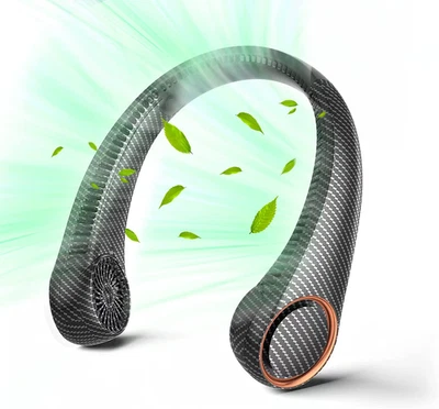 Ventilador de cuello portátil, manos libres sin aspas ventilador personal de refrigeración 360°, portátil silencioso Foto 1 de 4
