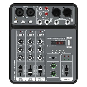 4 Channel Audio Mixer 48V Power USB Studio Sound Mixers Bluetooth Console Mixing - Picture 1 of 23