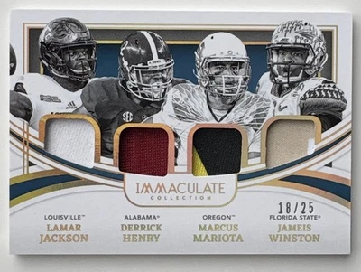Parche cuádruple Immaculate Lamar Jackson 2022, Derrick Henry Jameis, Mariota/25 Foto 1 de 2