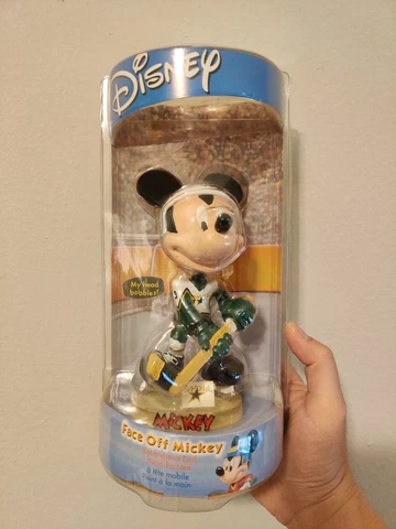 Disney Mickey Mouse Bobblehead "Face Off Mickey" Dallas Stars NHL, Rare Cover