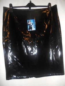 ANN SUMMERS WET LOOK LADIES GIRLS PENCIL BLACK SKIRT. BNWT. UK 10. SKU 155 - Picture 1 of 3