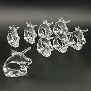 Juego de 8 anillos de servilleta unicornio de acrílico Inc Bijan de EE. UU. lucita transparente - Imagen 1 de 3