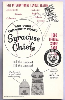 1965 Detroit Tigers at Syracuse Chiefs unscored exhibition game Kaline McLain - Image 1 of 4