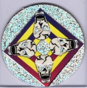 Vintage Circle Of Skulls Hologram Foil POG Cardboard 1990s Blank Back - Picture 1 of 1