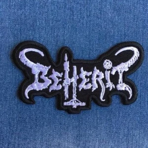 BEHERIT white shaped logo embroidered patch Archgoat Bathory Ildjarn Blasphemy - Picture 1 of 1