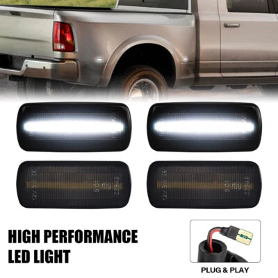 For 10-18 Dodge RAM 2500 3500 Dually Bed 4X Smoked LED Fender Side Marker Lights - Изображение 1 из 4