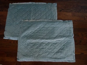 LILI ALESSANDRA set of 2 blue velvet standard shams--diamond quilted pattern - Picture 1 of 4