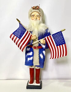 Bethany Lowe Designs - Vickie Smyers Tall 20" Patriotic Blue Coat Santa Figurine - Picture 1 of 13