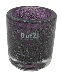 Dutz Teelichthalter Glas Galaxy lila grau Bubbles H 10cm - Bild 1 von 1