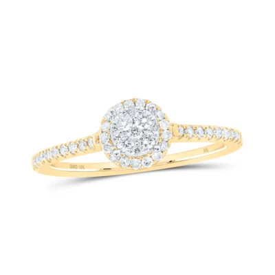 10K Yellow Gold Womens Round Diamond Cluster Ring 1/3 Cttw - Image 1 of 2