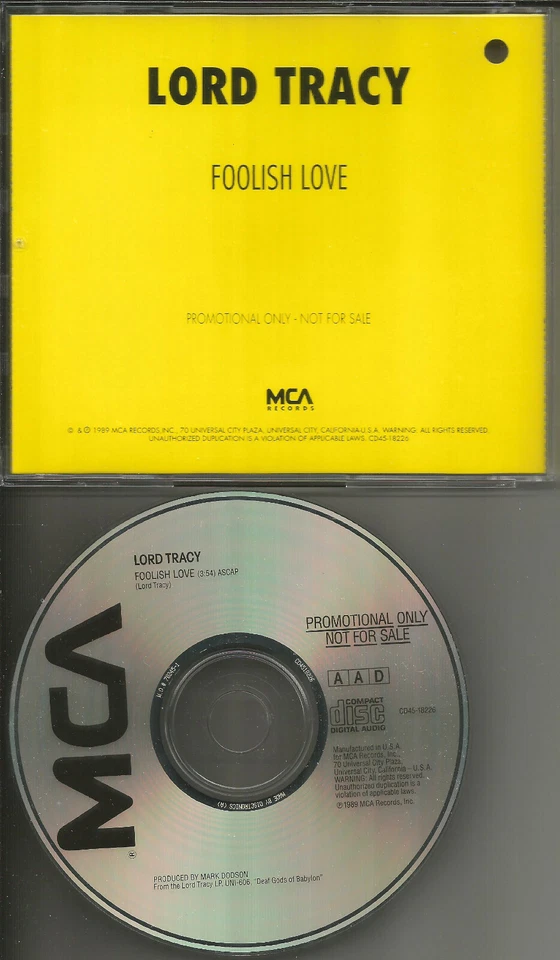 Pantera LORD TRACY Foolish Love 1989 США ПРОМО DJ CD сингл хард-метал - Изображение 1 из 1