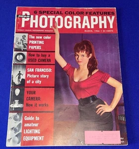 vintage March 1956 Popular Photography MAGAZINE Brigitte Bardot COVER COMPLETE - Picture 1 of 8