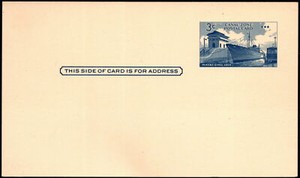 Canal Zone - 1958 -  3 Cents Dark Blue Ship In Locks Postal Card #UX12 Mint F-VF