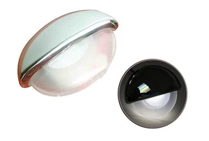 Marine RV White LED Mount Half Round Courtesy Light Recessed Mount Chrome Plated - Bild 1 von 5