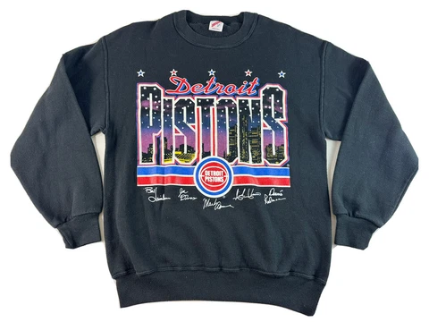 VINTAGE DETROIT PISTONS 80s Sz M/L MENS Black SWEATSHIRT Crewneck Cover