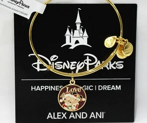 Alex & Ani Disney Santa Mickey & Minnie Bracelet Christmas LOVE Bangle Gold-Tone - Picture 1 of 3