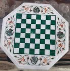 Antique Chess Table Top Semi Precious Floral Inlaid Multi Stone Home Decor Gift