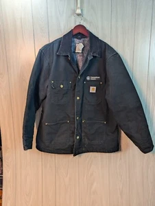Vtg Carhartt C01 Blanket Lined Coat Jacket Mens 44 Black Union USA Embroidered - Picture 1 of 10