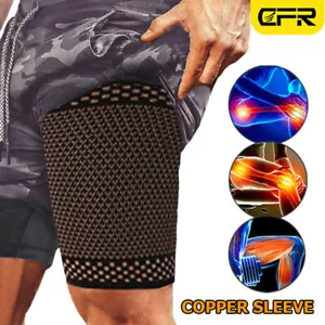 Copper Compression Thigh Hamstring Support Sleeve Brace Sport Upper Leg Pain US - Picture 1 of 13