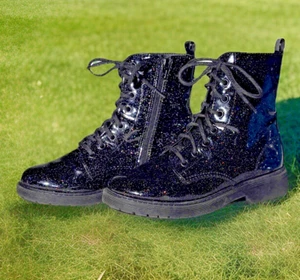 GIRLS WONDER NATION ANKLE BOOTS -- BLACK SPARKLE - SIZE 4 - LIGHTLY WORN - Picture 1 of 7
