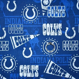 BonEFul Fabric FQ Cotton Quilt Navy Blue White Indianapolis COLTS Football Flag - Picture 1 of 12